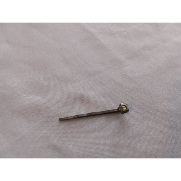 Vintage Silver Tone Flower Hair Bobby Pin With Crystal Rhinestone Accent - Picture 1 of 3
